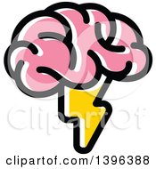 Poster, Art Print Of Pink Brain With A Lightning Bolt
