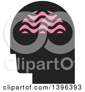 Poster, Art Print Of Black Silhouetted Mans Head With Visible Pink Brain