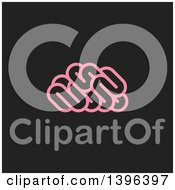 Clipart Of A Pink Brain On Black Royalty Free Vector Illustration