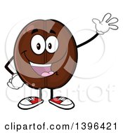 Cartoon Coffee Bean Mascot Character Waving