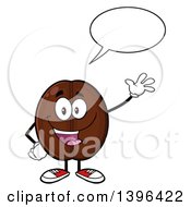 Cartoon Coffee Bean Mascot Character Waving And Talking
