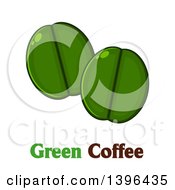 Poster, Art Print Of Cartoon Green Coffee Beans Over Text