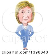 Caricature Of Hillary Clinton Standing In A Suit