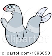 Clipart Of A Cartoon Gray Seal Royalty Free Vector Illustration by lineartestpilot