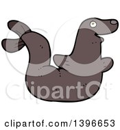 Clipart Of A Cartoon Brown Seal Royalty Free Vector Illustration