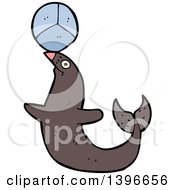 Clipart Of A Cartoon Brown Seal Royalty Free Vector Illustration by lineartestpilot