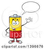 Poster, Art Print Of Cartoon Battery Character Mascot Waving And Talking