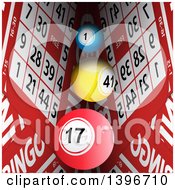 Clipart Of 3d Bingo Balls Over Cards Royalty Free Vector Illustration