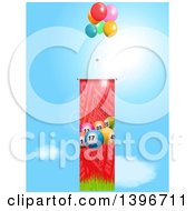Poster, Art Print Of 3d Bingo Ball And Card Banner With Balloons Against Sky