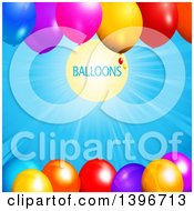 Poster, Art Print Of Background Of 3d Colorful Party Balloons With A Sunny Sky