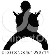 Clipart Of A Black Sihhouetted Man Working Out Royalty Free Vector Illustration by dero