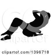 Black Sihhouetted Man Working Out Doing Sit Ups