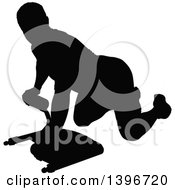 Clipart Of A Black Sihhouetted Man Working Out Royalty Free Vector Illustration by dero
