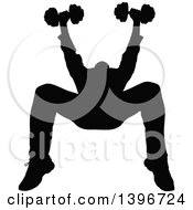 Poster, Art Print Of Black Sihhouetted Man Working Out Doing Bench Chest Presses
