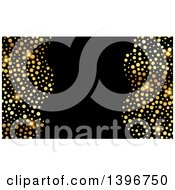 Clipart Of A Background Invitation Or Business Card Design With Sparly Gold Dots On Black Royalty Free Vector Illustration