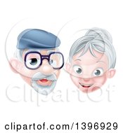 Cartoon Happy Senior Citizen Caucasian Couple