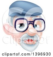 Poster, Art Print Of Cartoon Happy Caucasian Senior Citizen Man Wearing Glasses And A Hat