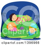 Poster, Art Print Of Group Of Children Sleeping On A Dinosaur