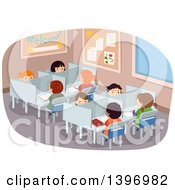 Poster, Art Print Of Group Of Students Seated At Library Tables