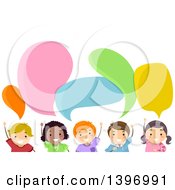Group Of Children Under Speech Bubbles