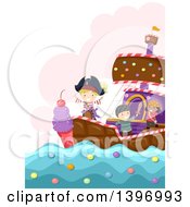 Poster, Art Print Of Group Of Imaginative Children On A Candy Pirate Ship