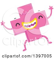Poster, Art Print Of Dancing Pink Monster Math Addition Symbol Character