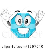 Poster, Art Print Of Happy Blue Octagon Shape Character