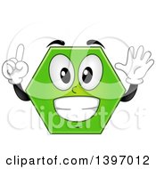 Poster, Art Print Of Happy Green Hexagon Shape Character