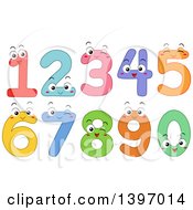 Poster, Art Print Of Cartoon Happy Colorful Number Characters 0 Through 9