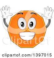 Poster, Art Print Of Happy Orange Decagon Shape Character