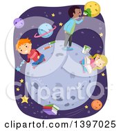 Poster, Art Print Of Students Doing Lessons On The Moon