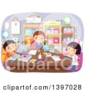 Poster, Art Print Of Group Of Children Doing Crafts