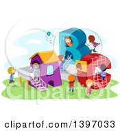 Poster, Art Print Of Playground With Abc Structures And Playing Children