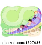 Poster, Art Print Of Children Going Down A Dinosaur Tail Slide