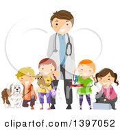 Poster, Art Print Of Group Of Students On A Field Trip To A Veterinarians Office