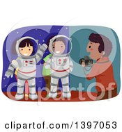 Poster, Art Print Of Man Taking Pictures Of Kids In An Astronaut Photo Op