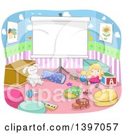 Poster, Art Print Of Projection Screen In A Play Room