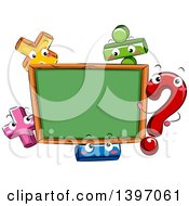 Poster, Art Print Of Blank Chalk Board Bordered With Math Symbol Characters