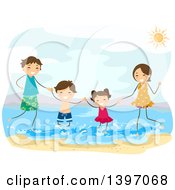 Poster, Art Print Of Happy Family Playing At A Beach