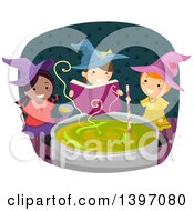Poster, Art Print Of Group Of Witch Girls Casting A Spell