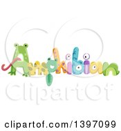 Colorful Amphibian Text With Animals