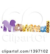 Poster, Art Print Of Colorful Mammal Word With Animal Prints