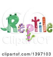 Poster, Art Print Of Colorful Reptile Word With Critters And Patterns