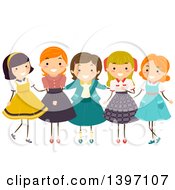 Poster, Art Print Of Group Of Girls Wearing Vintage Clothing