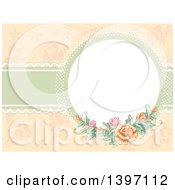 Poster, Art Print Of Circular Frame With Roses On Pastel