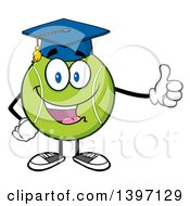 Poster, Art Print Of Cartoon Happy Tennis Ball Character Mascot Graduate Giving A Thumb Up