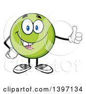 Cartoon Happy Tennis Ball Character Mascot Giving A Thumb Up