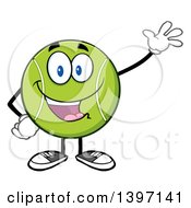 Poster, Art Print Of Cartoon Happy Tennis Ball Character Mascot Waving
