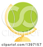 Clipart Of A Cartoon Tennis Ball Desk Globe Royalty Free Vector Illustration
