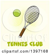 Poster, Art Print Of Tennis Racket And Ball Over Text On Yellow